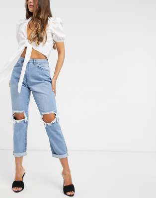 ripped knee mom jeans