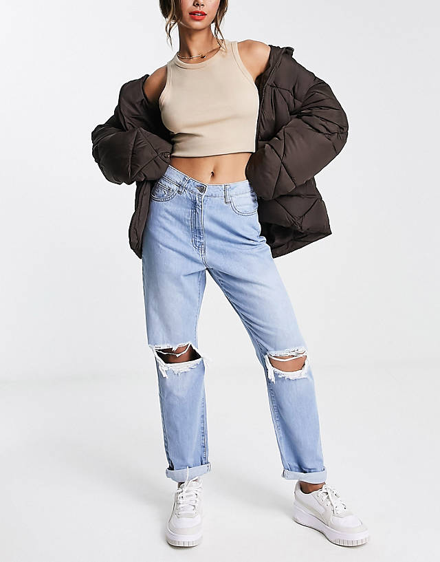 Parisian - ripped mom jeans in light blue