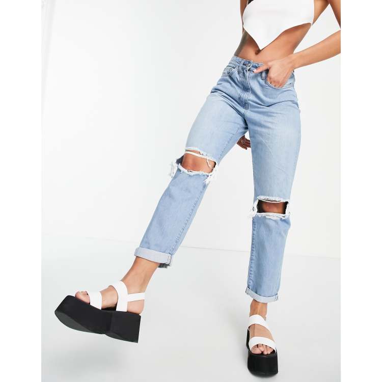 New Look Maternity over bump ripped jeans in light blue, ASOS, 50 Stylish  Maternity Pieces From ASOS — All Under £50