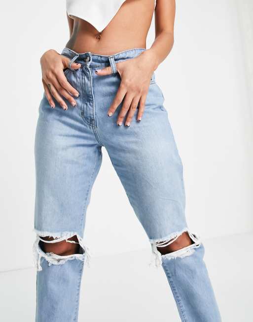 Parisian light wash jeans with rips