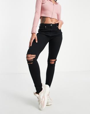 PARISIAN RIPPED SKINNY JEANS IN BLACK,DSKN 12296