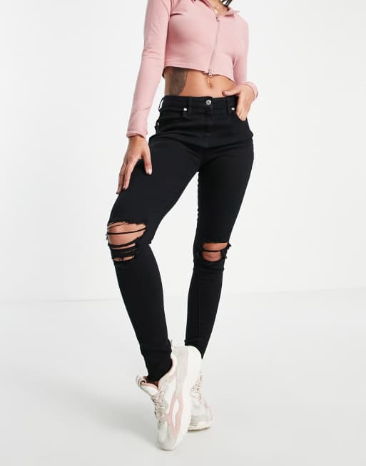 Black tight ripped skinny 2024 jeans