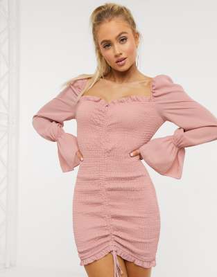 nude long bodycon dress