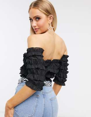 ruched off the shoulder crop top