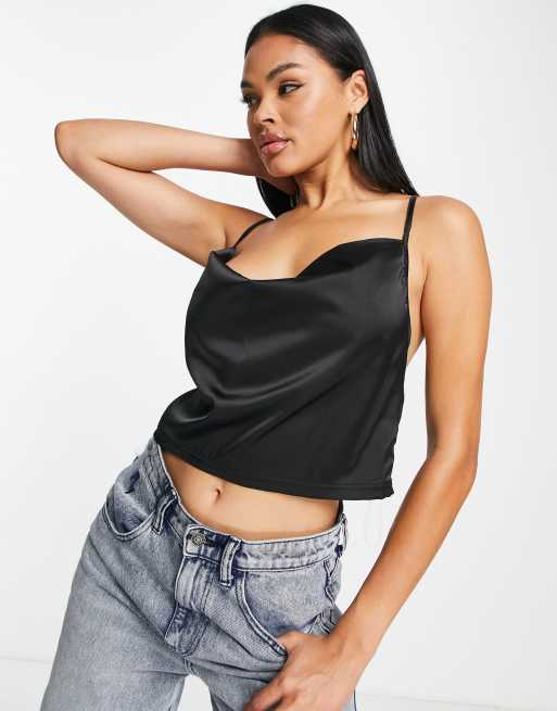 Parisian satin cami strap top cowl neck in | ASOS