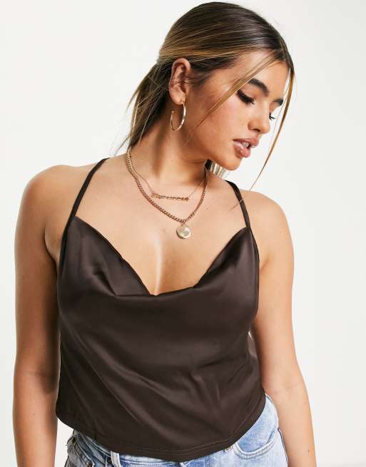 Satin store strap top