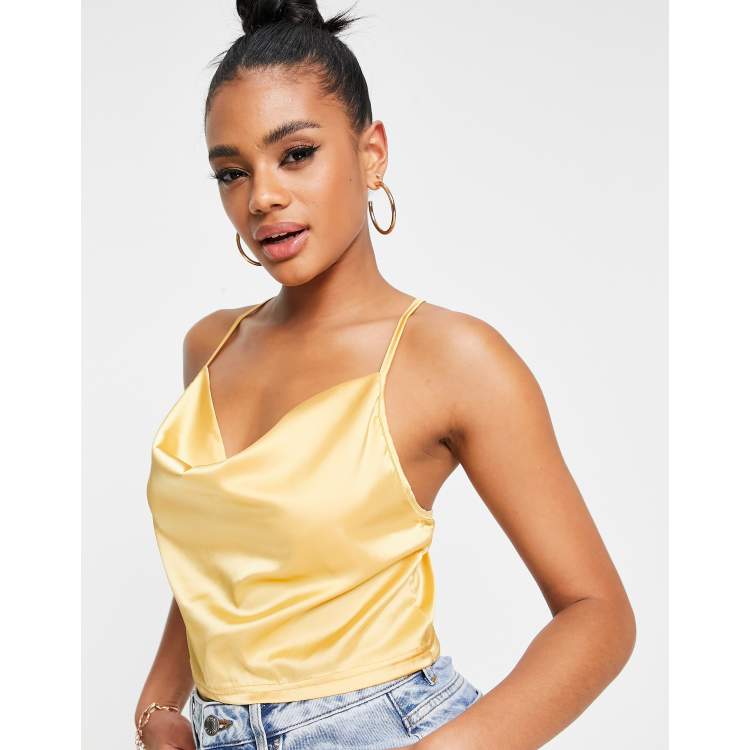 Gold satin cheap cami top