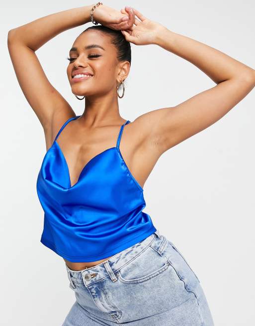 Blue satin sale tank top