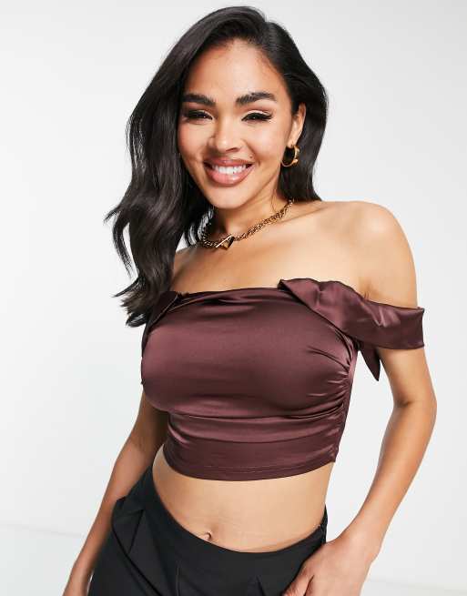 Cocoa Brown Bandeau Crop Top