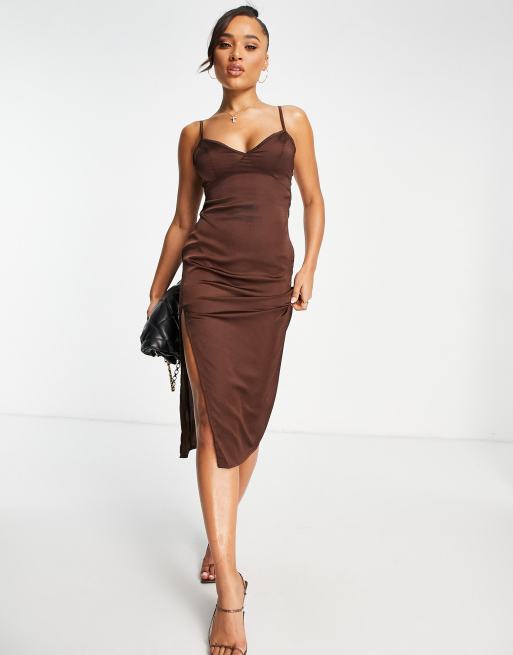 Slip dress best sale with split