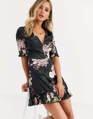 black floral tea dress
