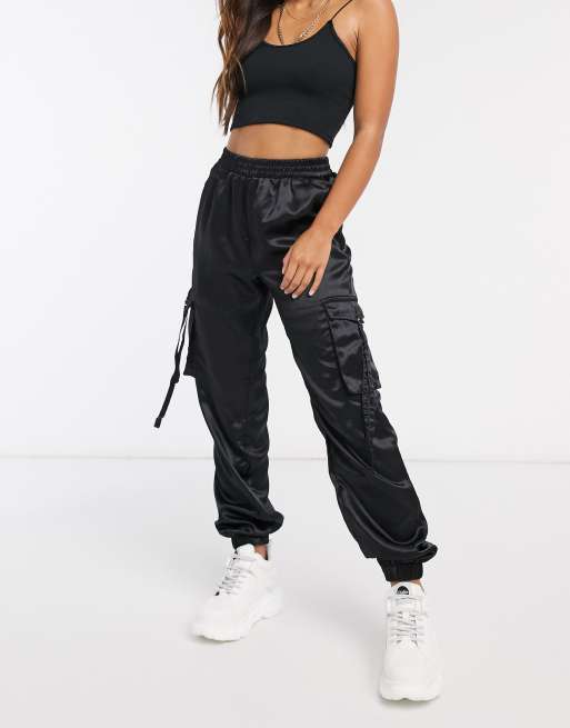 Black Satin Sweatpants