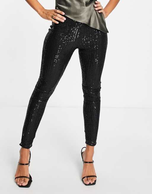 Parisian sequin pants in black