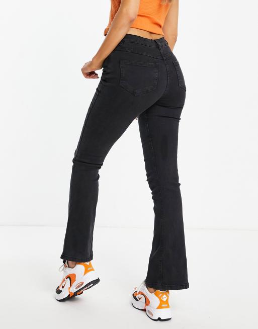 Parisian side split flared jeans in charcoal, 2 of 4