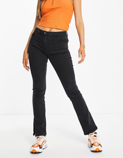 Parisian side split flared jeans in charcoal, 4 of 4