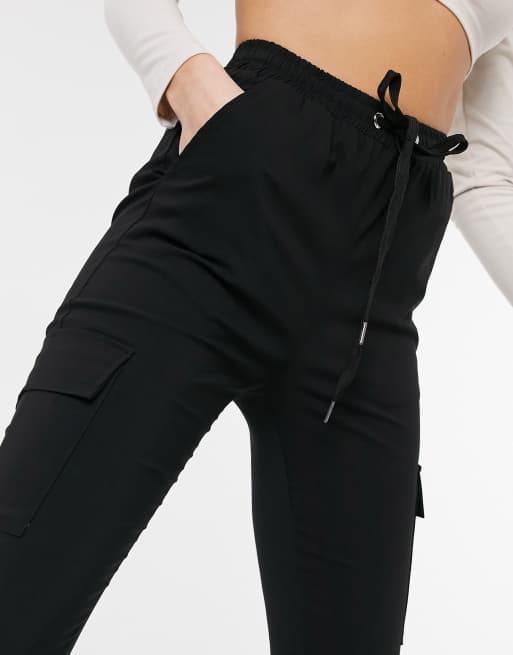 Womens skinny best sale black cargo pants