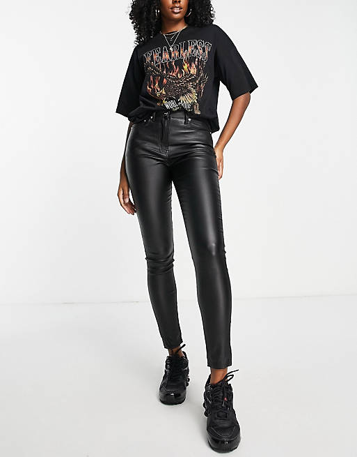 Parisian - Skinny jeans met coating in zwart 