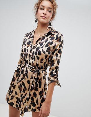 Parisian - skjortekjole med leopardprint-Brun