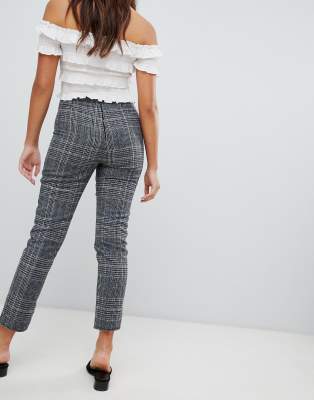 slim leg checked trousers