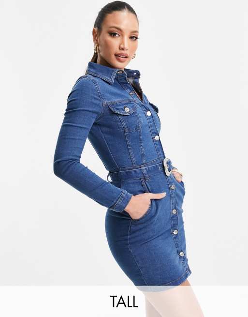 Parisian Tall belted western dress in charcoal
