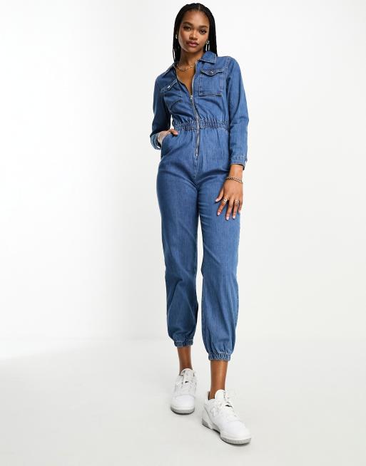 Parisian Tall - Bleu de travail en jean - Bleu moyen délavé, 2 de 4