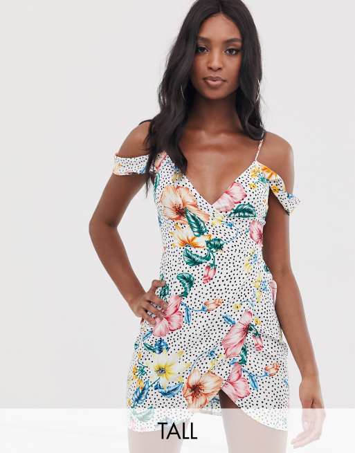 Floral print on sale cold shoulder dress