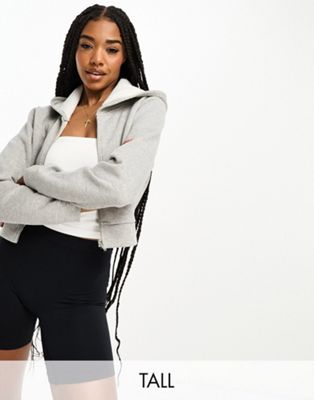 Parisian Tall cropped hoodie co-ord in grey