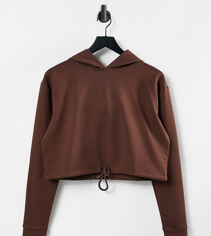 Parisian Tall cropped tie front sweater in chocolate brown - part of a set