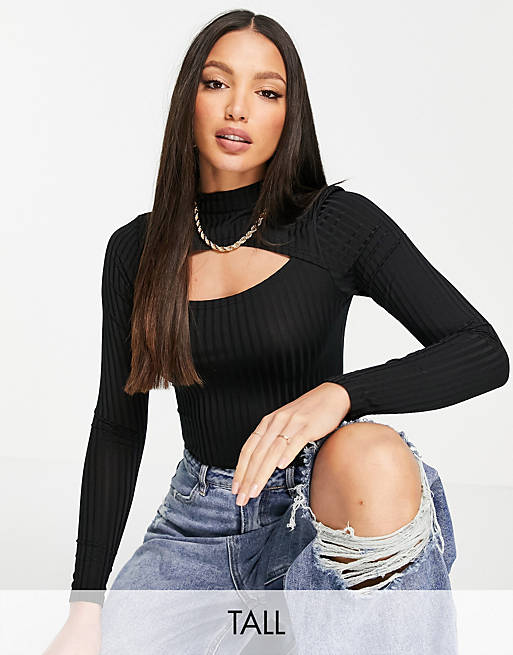 Parisian Tall cut out front bodysuit in black