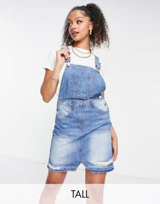 Parisian Tall denim dungaree dress in light blue