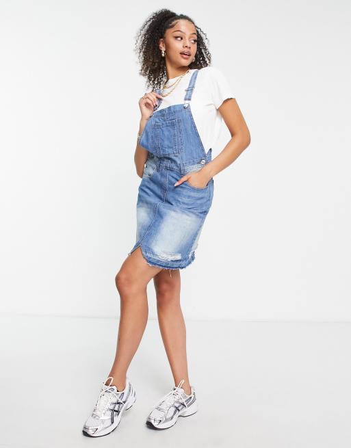 Light Blue Denim Dungaree  Denim dungaree dress, Casual frocks, Western wear  outfits