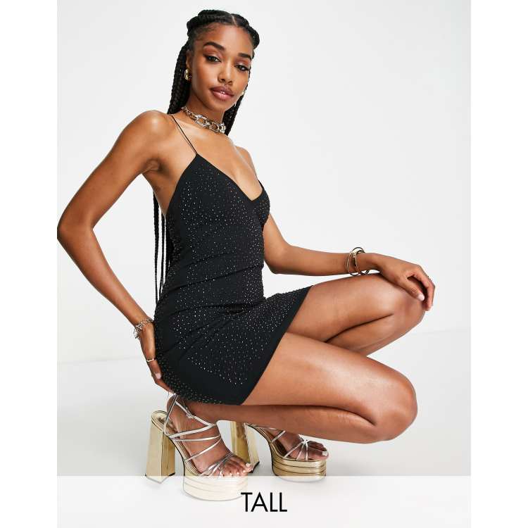 Black studded bodycon dress sale