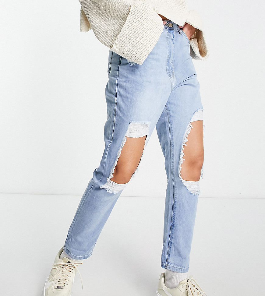 Parisian Tall extreme rip jeans in light blue