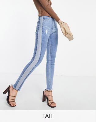 Parisian Tall skinny jeans with panel detail in mid wash blue - ASOS Price Checker