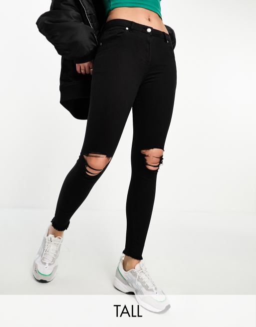 Parisian Tall - Jean skinny avec genoux déchirés - Noir