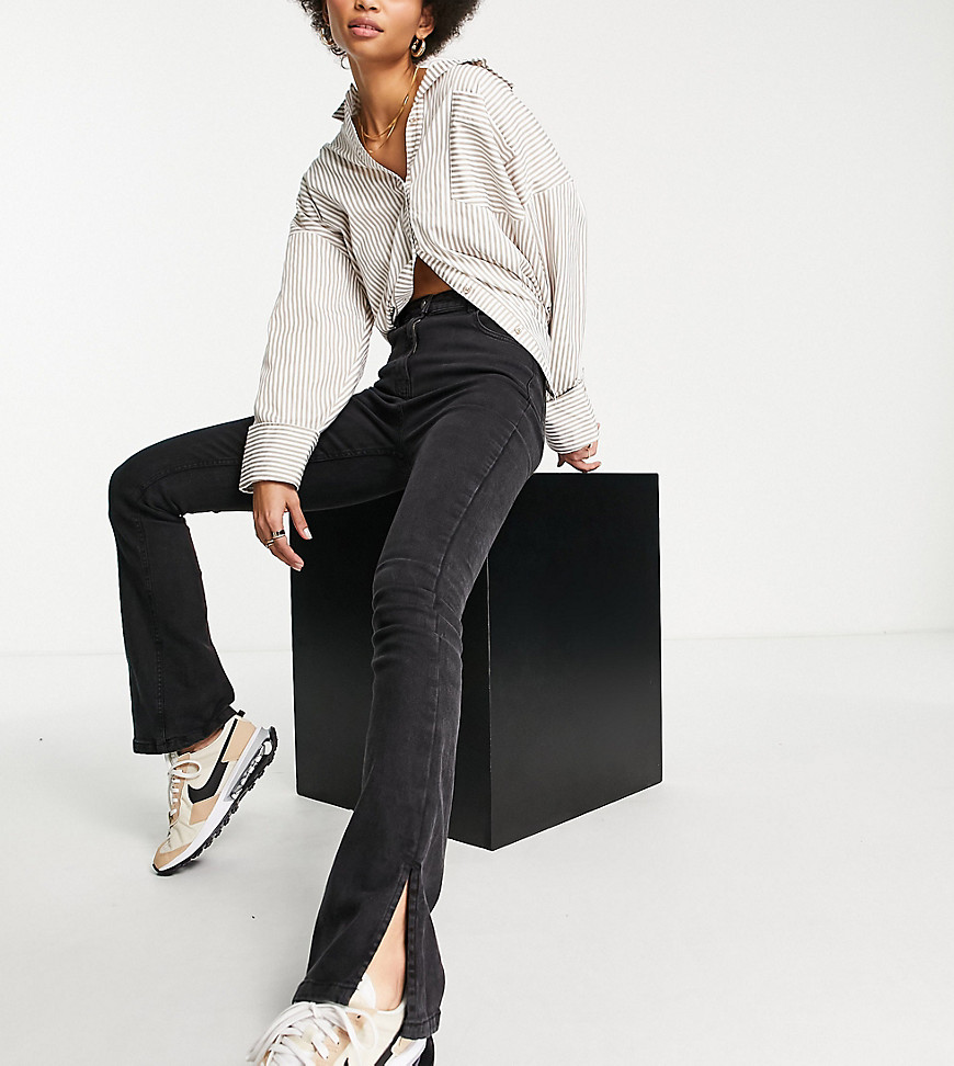 Jeans Grigio donna Parisian Tall - Jeans a zampa color antracite con spacco laterale-Grigio