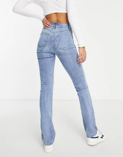 Parisian Tall - Jeans dritti a vita alta blu con strappi sulle ginocchia, 2 di 4