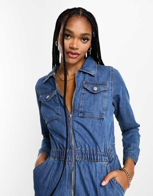 Parisian Tall – Jeans-Overall in mittelblauer Waschung, 4 von 4
