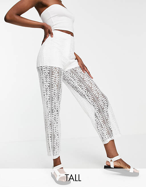 Parisian Tall lace trousers co-ord in white