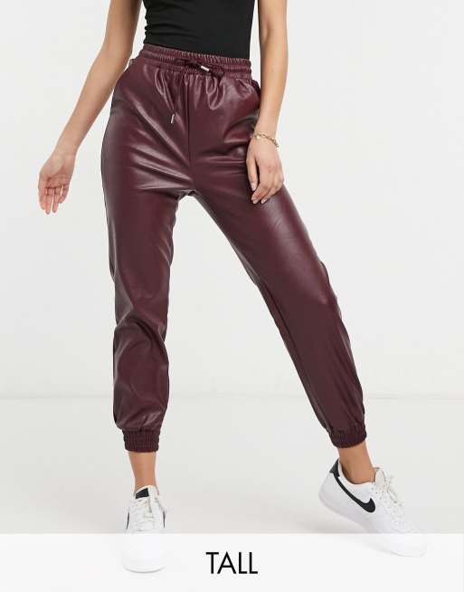 Tall leather look cheap joggers