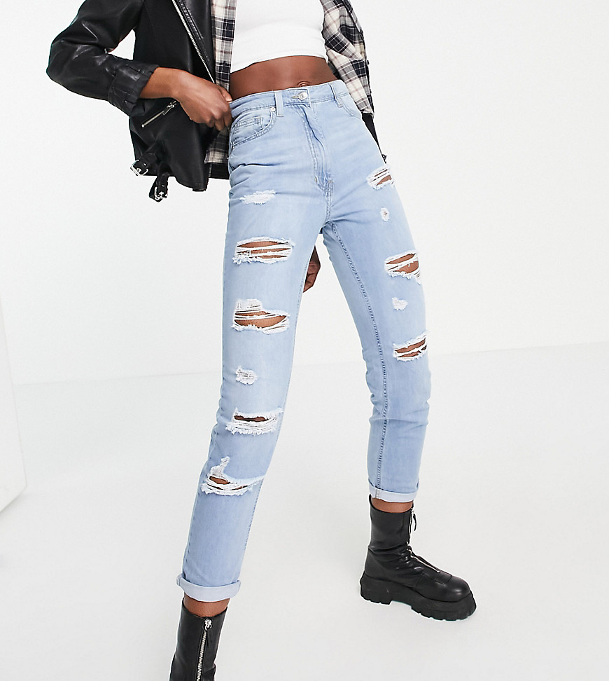Parisian Tall light wash jeans with rips-Blues