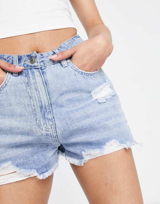 Parisian Tall - Pantaloncini in denim azzurro con strappi, 4 di 4
