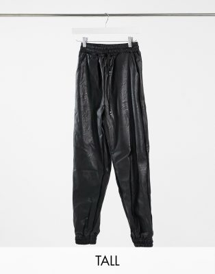 pu black joggers