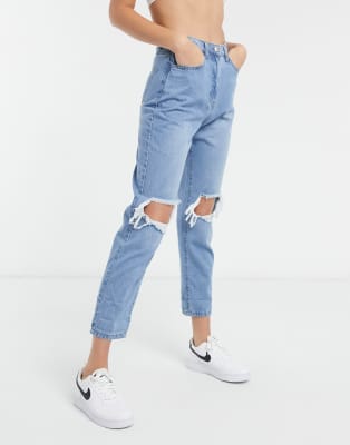 knee ripped mom jeans