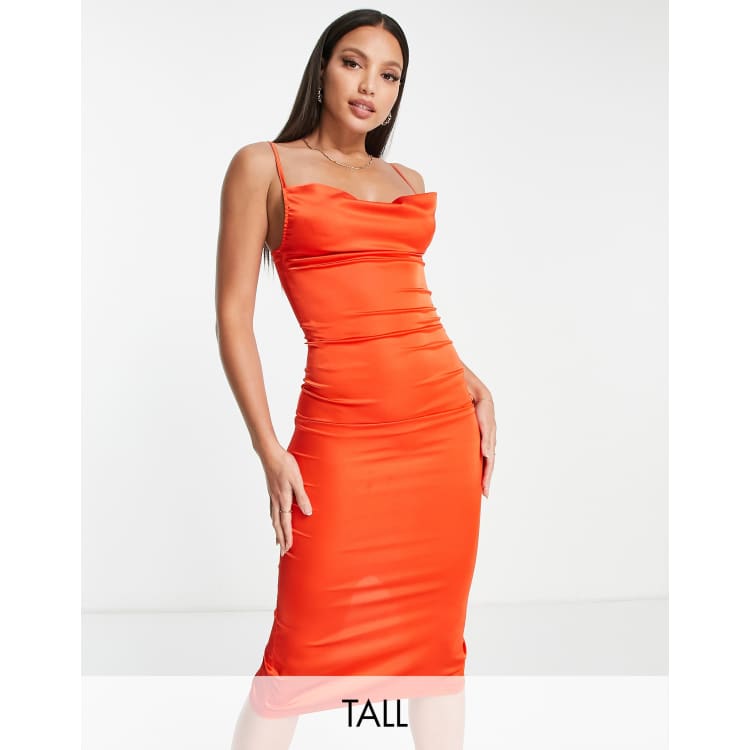 Neon orange satin on sale dress