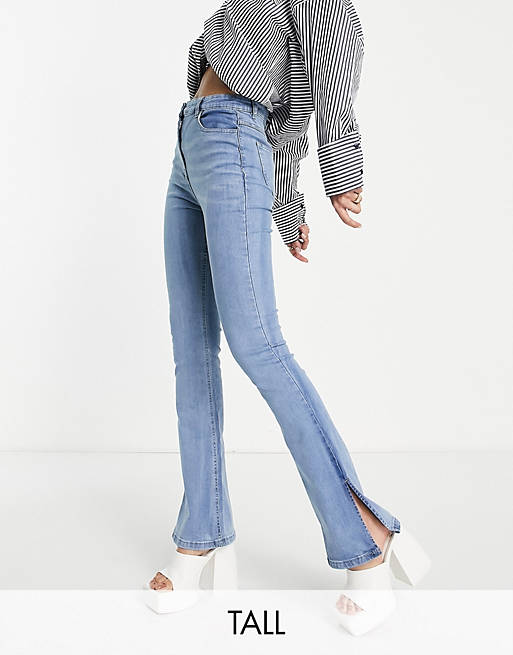 Kilometers micro Redelijk Parisian Tall side split flared jeans in light blue | ASOS