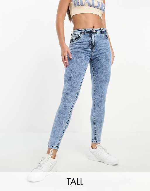Parisian Tall - Skinny jeans in blauw met acid wash