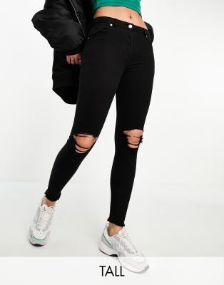 Parisian Tall skinny jeans with ripped knee in black