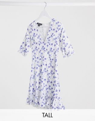 blue floral tea dress