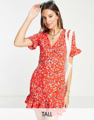 Parisian Tall tea dress in red floral print